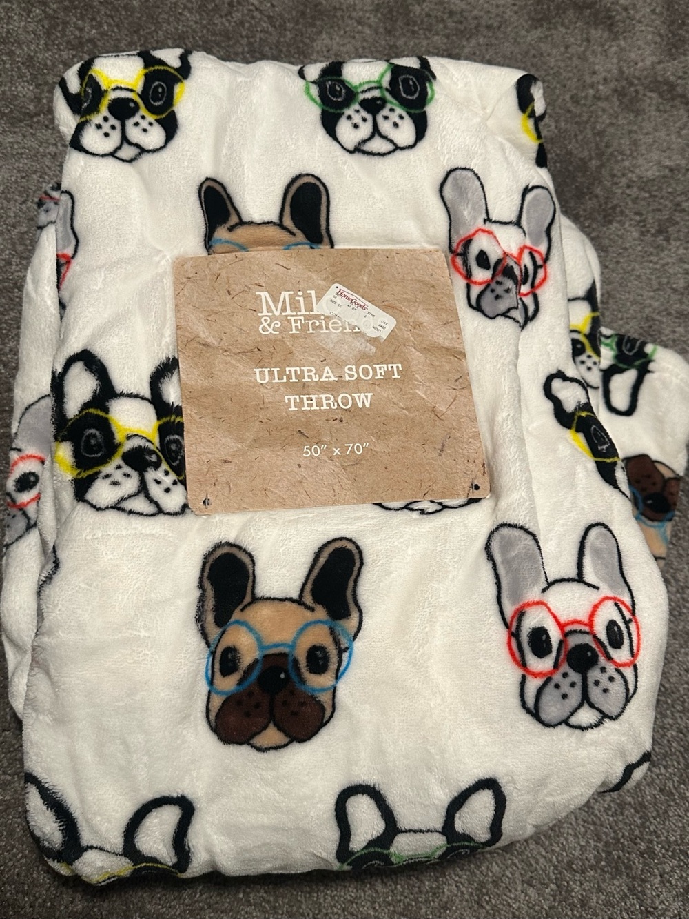 Milo & Friends French Bulldog Throw Blanket - Picture 2 of 5